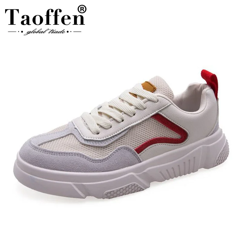 

Taoffen Flats Sneakers Women Mesh Breathable Lace Up Vulcanized Shoes Daily Outdoor Soft Leisure Women Footwear Size 36-40