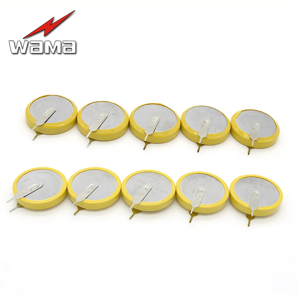 

10x Wama CR2450 Button Cell Welding Feet Coin Batteries 3V 180 degree 2 Feet Solder Pins Bluetooth Watch 5029LC Coin battery