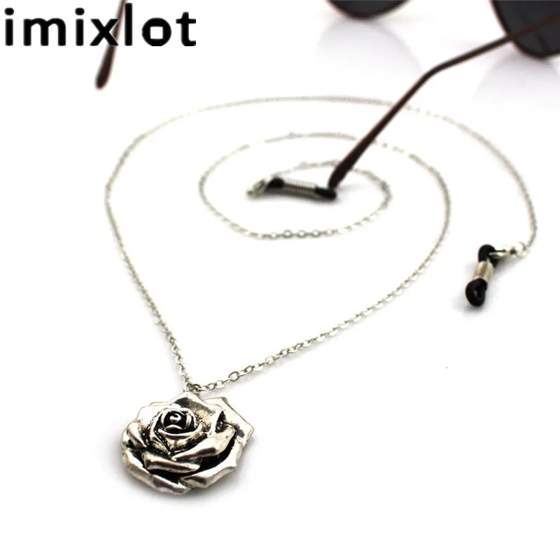 

IMIXLOT Sunglasses Lanyard Strap Rope Necklace Metal Rose Pendant Eyeglass Glasses Chain Cord For Women