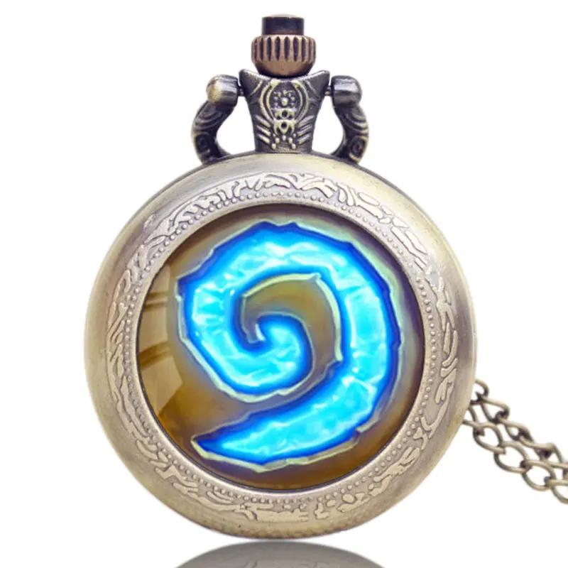 Бронзовые кварцевые карманные часы WoW World of Warcraft Hearthstone с подвеской, мужские круглые часы для мальчиков, reloj de bolsillo hombre