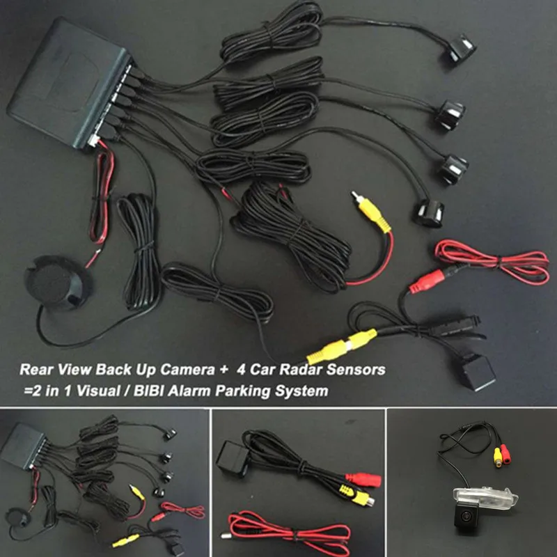 2in 1 Parking Assistance 4 Parking Sensors Car Reverse Rear Backup Radar Kit For Honda Accord
