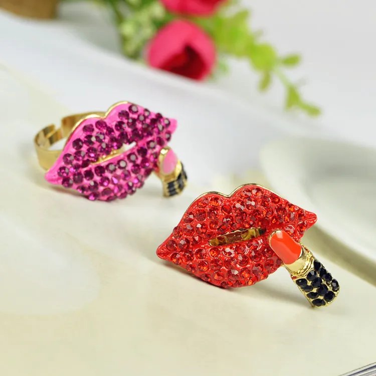 2017 Real Vintage Jewelry Lipstick Lip Ring rings for women bague