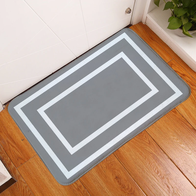 HomeMiYN New Bath Mat Grey Door Mats Anti Slip Bathroom Footpads White
