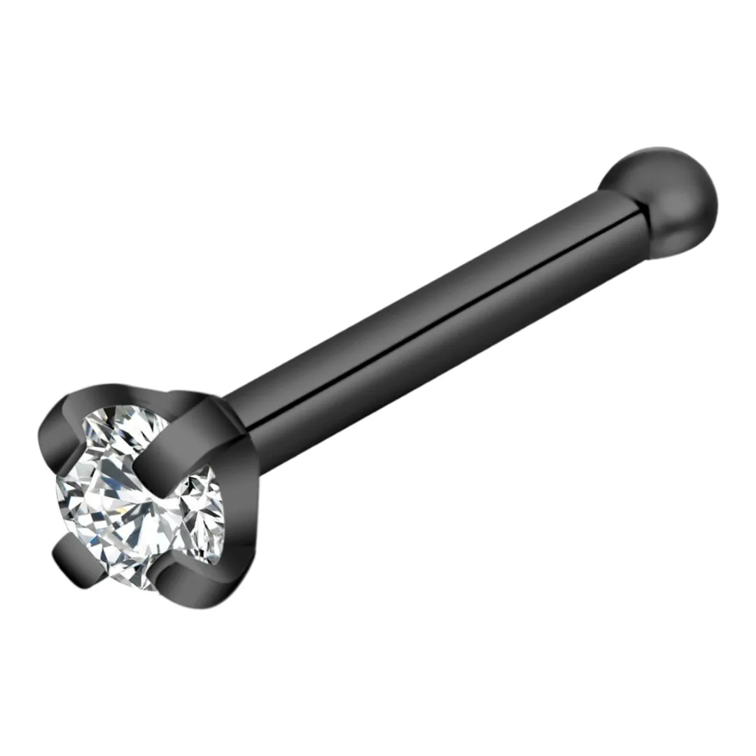 Fashion Crystal Nose Studs Surgical Steel Cubic Zirconia 0.8*7mm Nose Rings Shellhard Sexy Women Body Piercing Jewelry