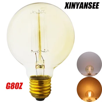 

Vintage Edison Bulb Antique Tungsten Bulb G80Z 220V E27 incandescent bulb holiday lights 40W filament lamp for home decor
