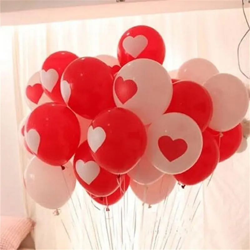 

12pcs Heart Printed Latex Balloons Home Room Wedding Party Birthday Balloon Decoration