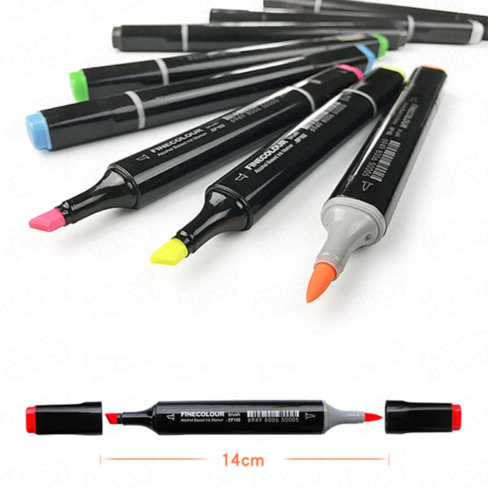 Finecolour Профессиональный двуглавый эскизный художественный маркер на спиртовой основе, чернильный маркер, ручка для рисования, товары для рукоделия