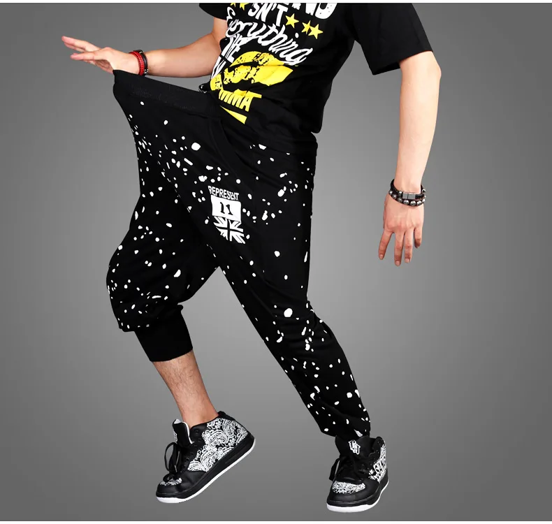 Мужские весенние хип-хоп штаны с мотней брюки M-3XL хлопок уличный танец свободные