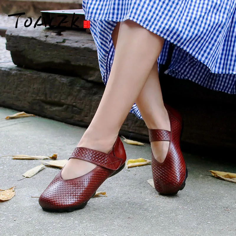 

Autumn Handmade original soft sole shoes flat heel round head retro women's shoes