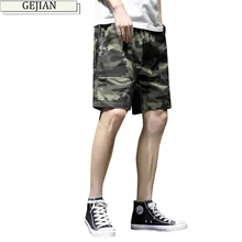GEJIAN мужские летние новые хлопковые повседневные камуфляжные мужские шорты Свободные камуфляжные рабочие шорты Модные дышащие спортивные штаны