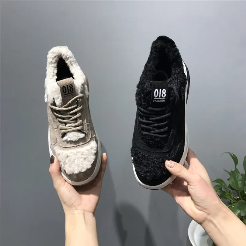 

Jookrrix 2018 Casual Shoes Women Fashion Brand Sneakers Platform Lady Warm chaussure Winter New Female footware with Fur zapatos