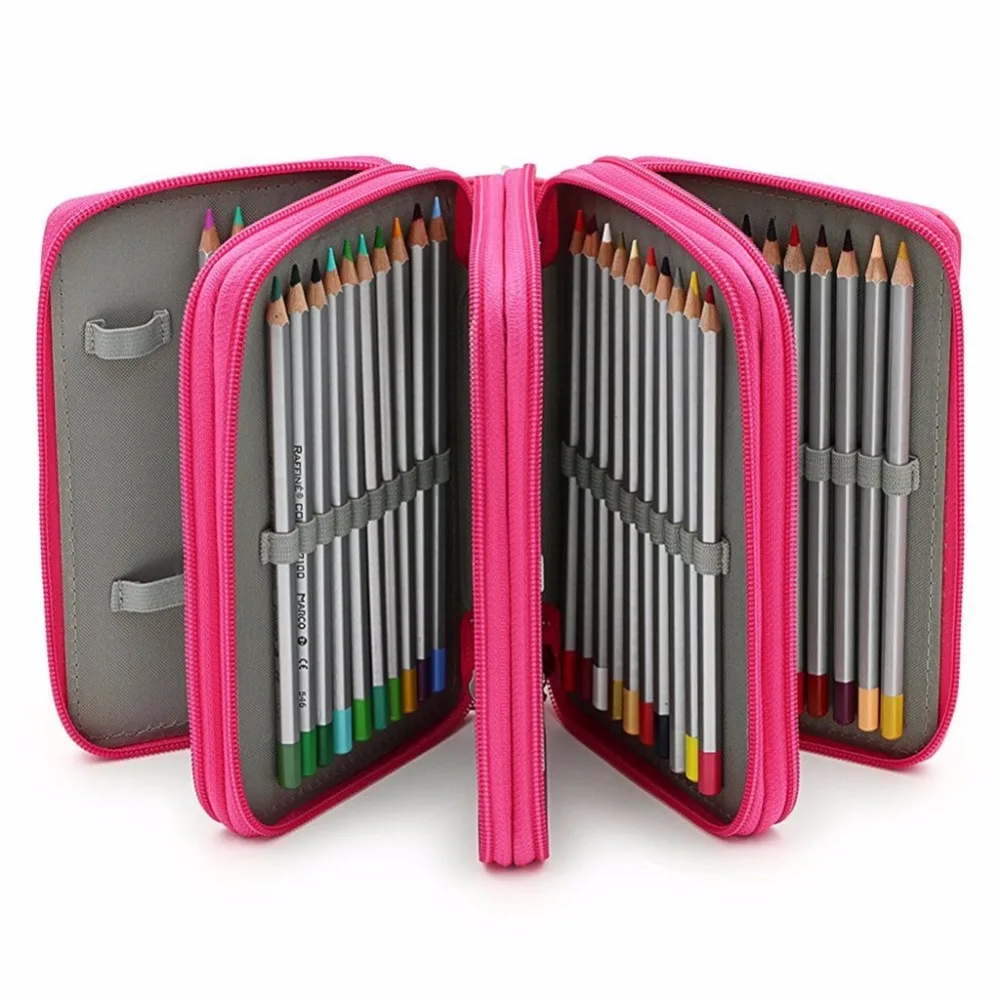 

72 Slots PU Leather Pencil Case Stationery Holder Large Capacity Sketch Pen Bag 3Colors Optional