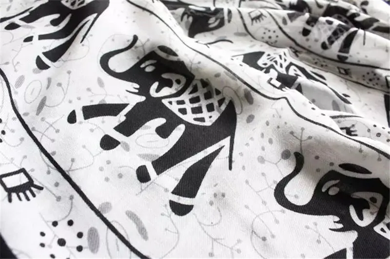 DOUBLA 2017 Fashion Womens Cute Elephants Printed Double Sided Spring Scarves Ladies Girls Cotton Shawl Ethnic Style Wraps 12