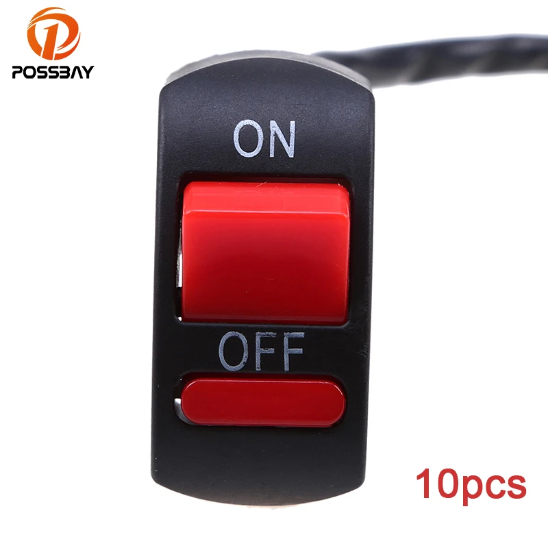 

POSSBAY 10pcs Motorcycle Switches Handlebar Mounting On-Off Button Switch Lamp Universal for 7/8'' 22mm Handlebar Controller