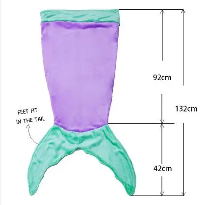 Одеяло «хвост русалки» с акулой, мягкий флисовый спальный мешок для коляски, детский спальный мешок, одеяло для кровати, s коврик - Цвет: Purple Mermaid