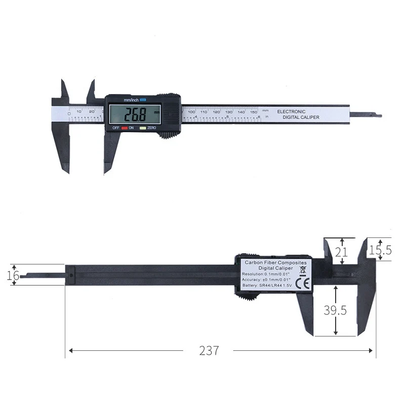 XEAST 6-дюймовый датчик 150 мм углеродного волокна электронный цифровой Верньер Штангенциркуль Микрометр измерительный инструмент цифровой Линейка