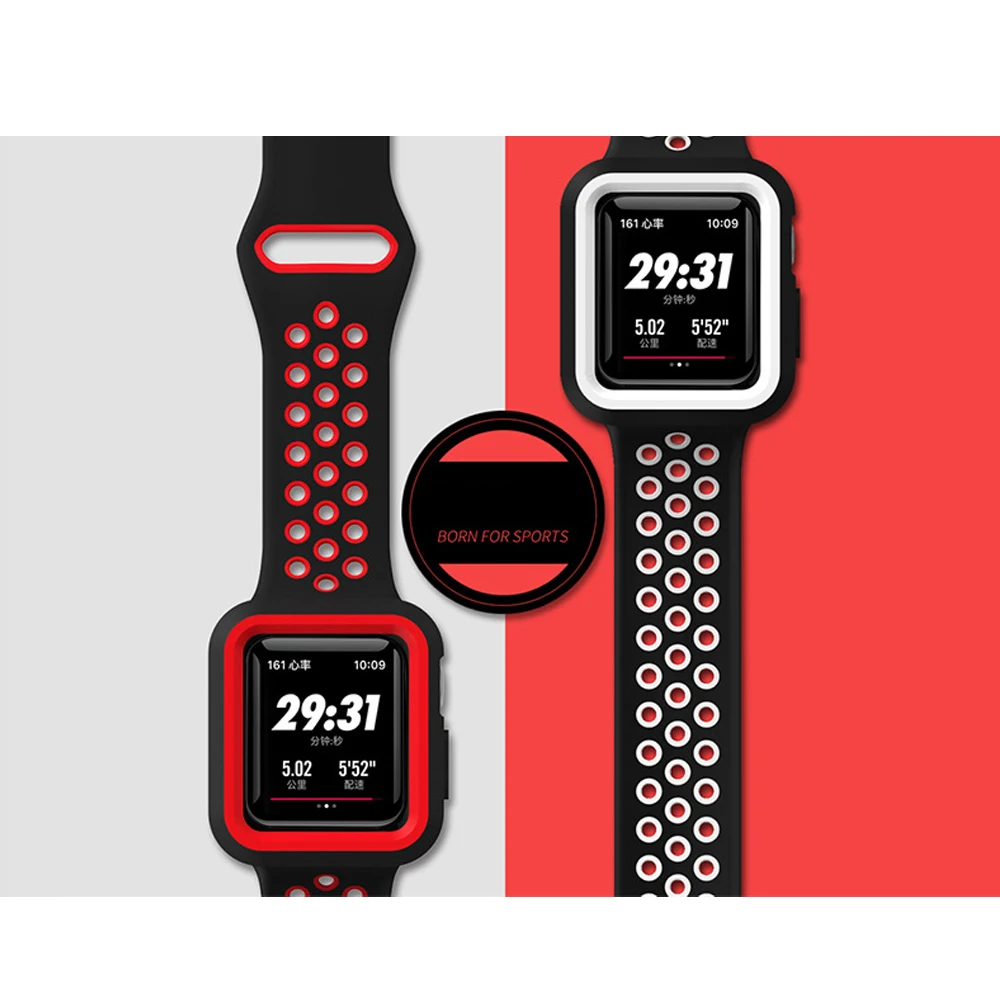 

Silicone strap+case for apple watch Nike band 42mm 38mm watchband sport wrist bracelet belt & Protective case for iwatch 3 2 1