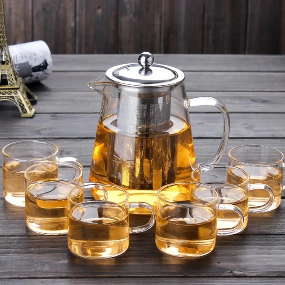 

Heat Resistant Glass Teapot Tea Set With Stainless Steel Filter Heat Coffee Tea Pot Tool Kettle Set