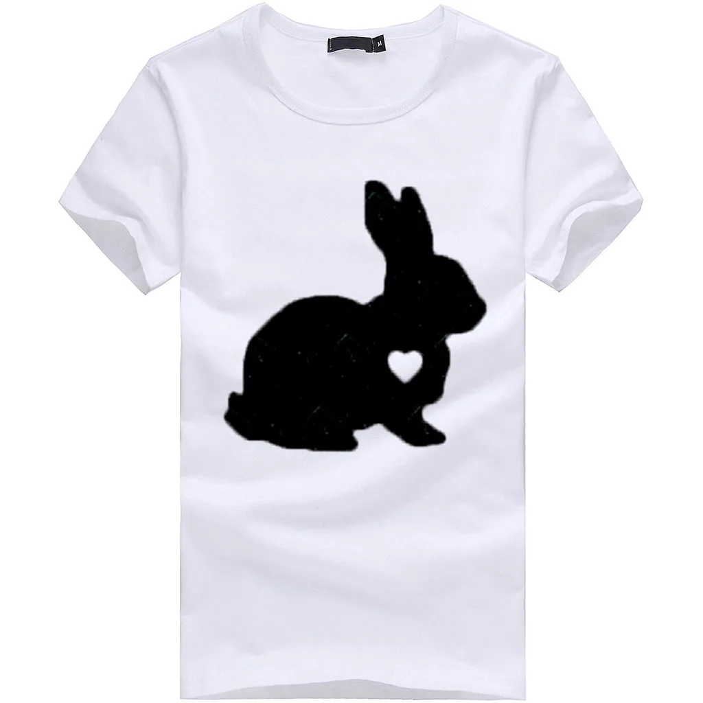 Feitong, крутая женская футболка с принтом, женская, плюс размер, принт в виде кролика, короткий рукав, белая футболка, баланс, минималистичный Топ