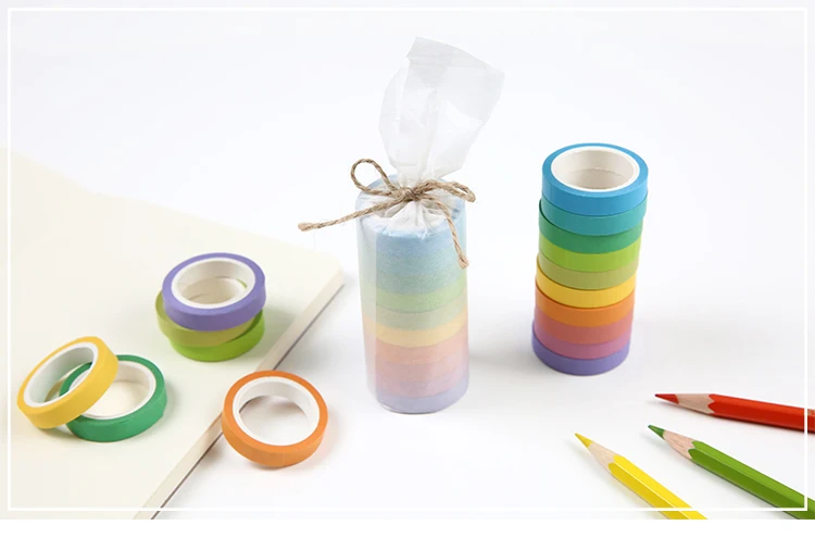 10 шт./партия чистый и свежий и цвета радуги бумажных лент 10 яркие цвета украшения DIY ленты