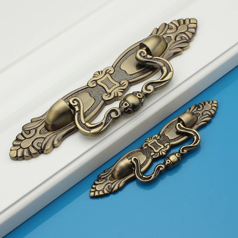 2pcs Hole CC 64mm/96mm Golden/ Antique Brass/ Red copper zinc alloy antique drawer pulls handles Cabinet furture hankdle knobs