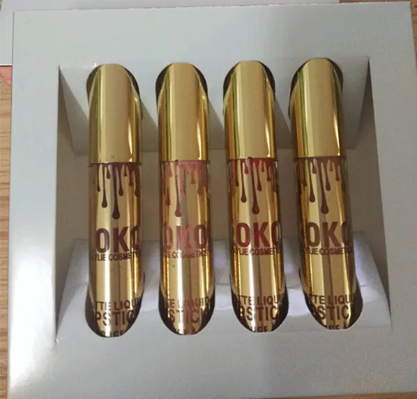 4pcs set high quality new gold matte liquid lipstick lip gloss kit set ko ko kollection 4pcs set high quality new gold matte liquid lipstick lip gloss kit set ko ko kollection