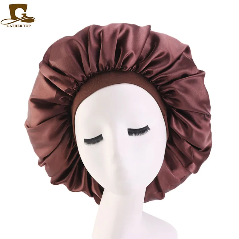 New Women Big Size Beauty print Satin Silky Bonnet Sleep Night Cap Head Cover Bonnet Hat for For Curly Springy Hair BlackTJM-408C Extra Large Print Satin Silky Bonnet Sleep CapTJM-408B Extra Large Print Satin Silky Bonnet Sleep Cap flapper headband