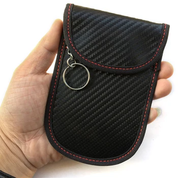 

1pc/2pcs Portable Signal Blocker Car Key Case Faraday Cage Keyless Entry Fob Pouch RFID Blocking Bag with Key Chain Ring