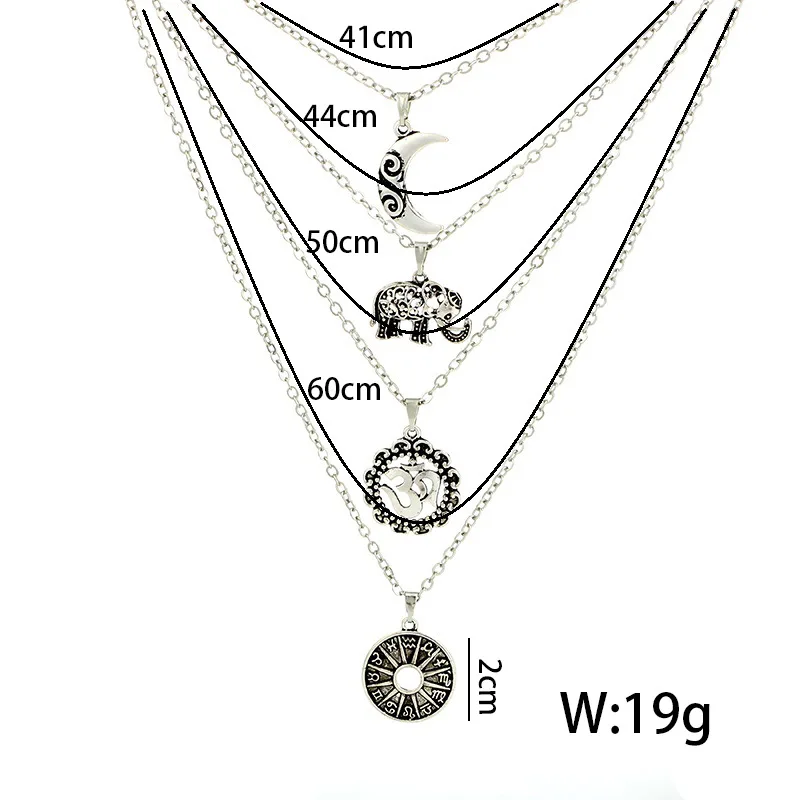 Tocona богемное многослойное ожерелье-чокер с подвеской в виде лунного слона и созвездия для женщин, антикварное серебряное ожерелье 4498