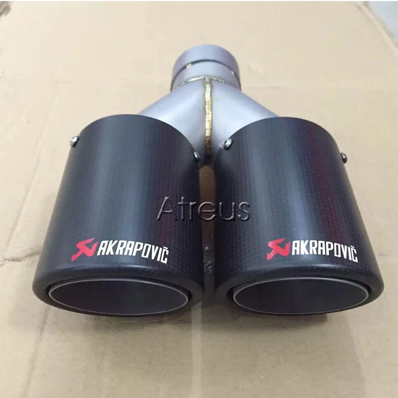 

Multiple Sizes Twin Akrapovic Carbon Fiber Exhaust End Tips Car Exhaust Muffler pipe For BMW/Audi/Honda/Toyota/Opel Accessories