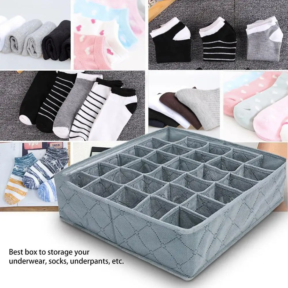 Bamboo Charcoal Underwear Storage Box 30 Compartments 11L Disassemble Separable Innovative Storage Bags Storage Organizers