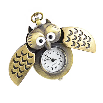 

2017 Fashion Unisex Vintage Pocket Watch Slide Smart Owl Pendant Chain Necklace Quartz Watches TT@88