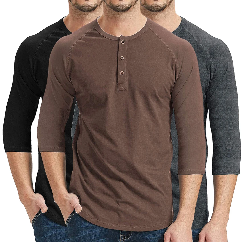 

SHOKOTANO Tree Quarter Tshirt Men Solid Raglan Sleeve Tee Shirt Swag Hip Hop Streetwear T-shirt Men Curve Hem Basic Tshirt Cloth