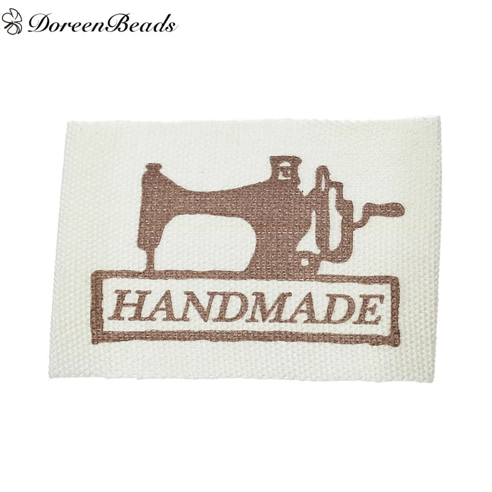 

DoreenBeads Cotton Woven Printed Garment Labels DIY Scrapbooking Craft Rectangle Tags Patches Hand Made 49mm x 25mm, 70 PCs