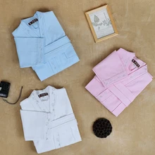 Женское кимоно халат мужской банный халат мягкий длинный халат для спа вафельный хлопок банные халаты невесты халат розовый для пар Белый Синий