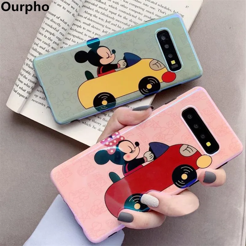 

Ourpho Blu-ray Cartoon Soft Cover For Samsung Galaxy S10 Plus S8 S9 A8s A9s Cases Cute Mickey Phone Case For Samsung Note 8 9