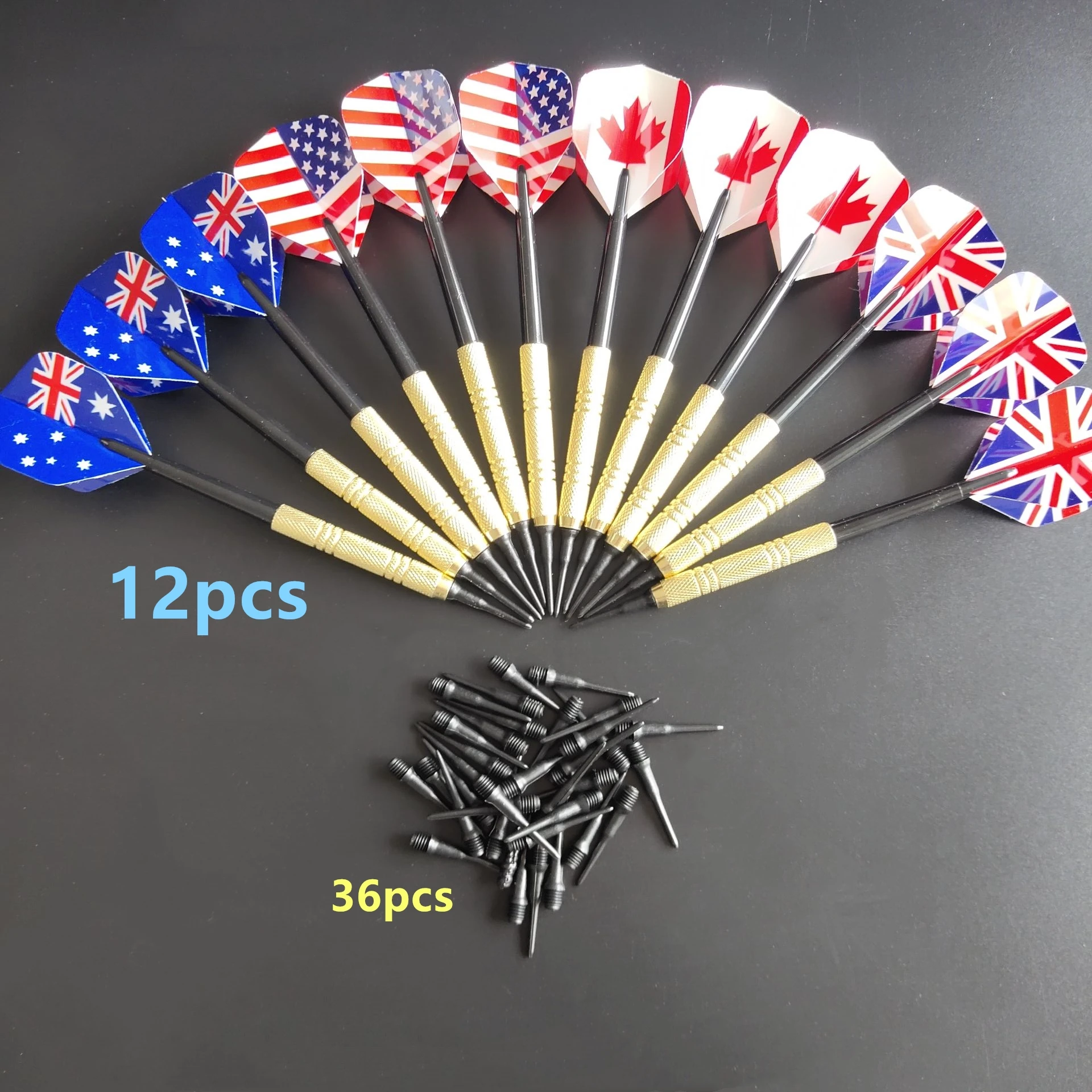 

12Pcs Plastic Soft Tip Darts With 36 Extra Tips Four Kind Nice Flights Set Tips Needle Replacement For Electronic Dart