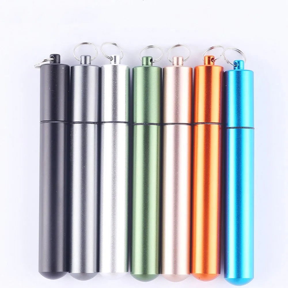 

2PCS Metal Straw Stainless Outdoor Portable Environmental Protection Folding Sealing Tube Drinking Water Milk Tea Creativ