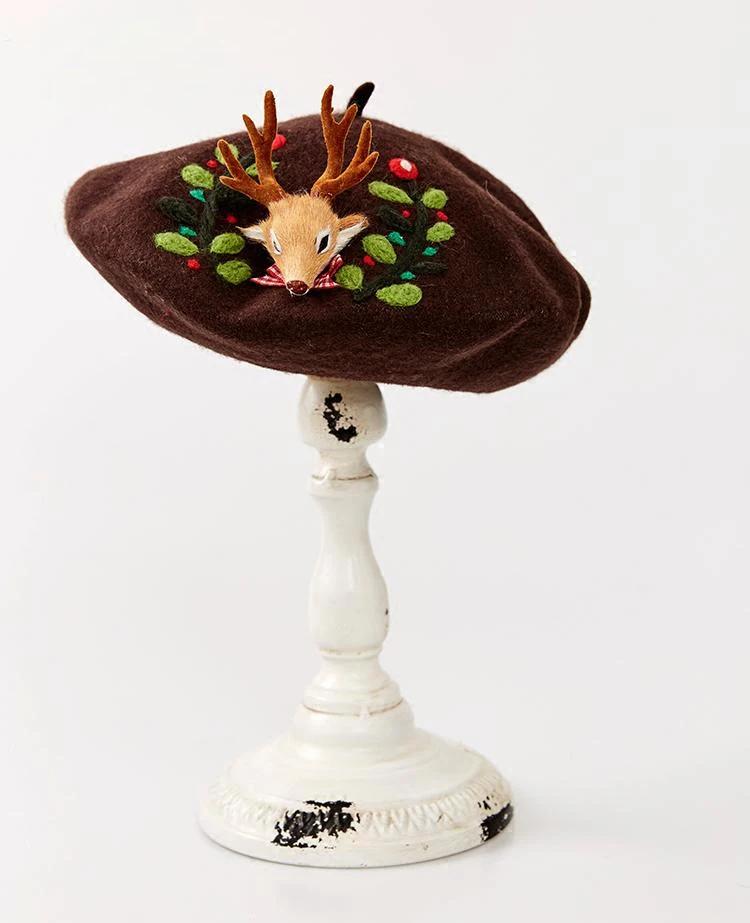 Faramita праздник олененок лес элегантный леди для женщин шерстяной фетр теплый французский классический берет Beanie Slouch Hat cap s ручной работы шапка