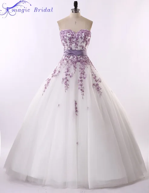 vestido de noiva renda vintage strapless de encaje morado y blanco