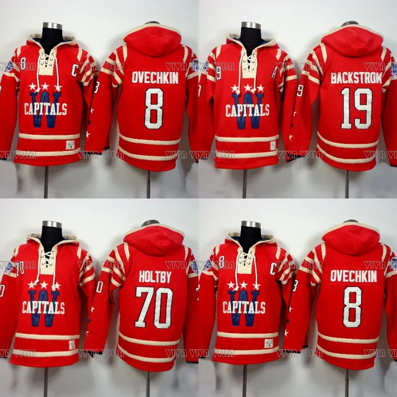 

Throwback Hockey Jersey Hoodies 8 Alexander Ovechkin 19 Nicklas Backstrom 70 Braden Holtby Hoodie Sweater Ice Hockey Jersey