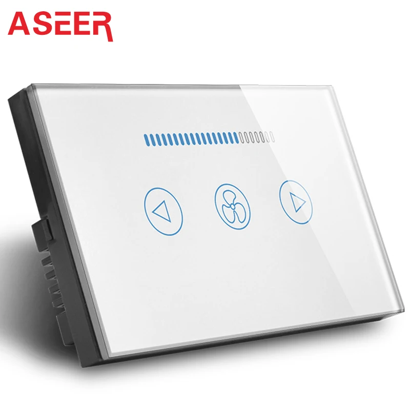 

ASEER,Dropshipping US Standard Fan Switch Speed Controller,3 mode speed control switch 600W,AC 110~240V Luxury Wall Switch Panel