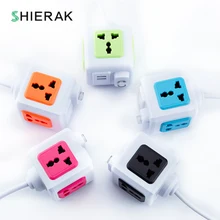 SHIERAK Универсальный Стандартный Magic Cube разъем 110-250 V 10A 4 розетки с 2 Порты usb 5 V 2A Удлинительный Кабель-адаптер 2 м 2500 Вт умный дом