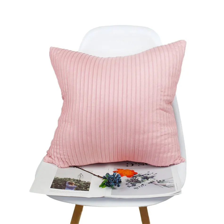 Полосатый Вышитый Чехол для дивана, декоративная наволочка из замши 30x50/40x40/45x45/40x60/50x50/55x55/60x60 см, наволочка - Цвет: pink