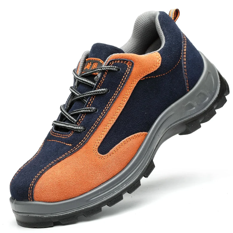 

large size men's casual steel toe caps working safety shoes soft genuine leather tooling low boots protective footwear zapatos