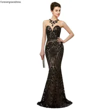 Forevergracedress черный цвет вечерние платья с блестками Элегантный Русалка официальная Вечеринка платья большого размера индивидуальный заказ