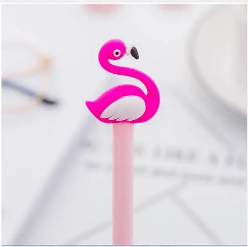 Фламинго теплый шар меховой шарик-подвеска гелевая ручка милый 0,5 мм черные чернила нейтральная ручка сувенир канцелярский школьный офисный поставка - Цвет: 3