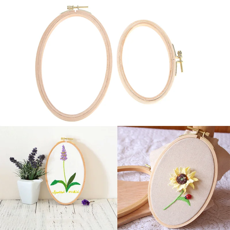 

Bamboo Embroidery Hoop Frame Oval Embroidery Hoop Ring Cross Stitch Kits DIY Needlecraft Household Sewing Tool