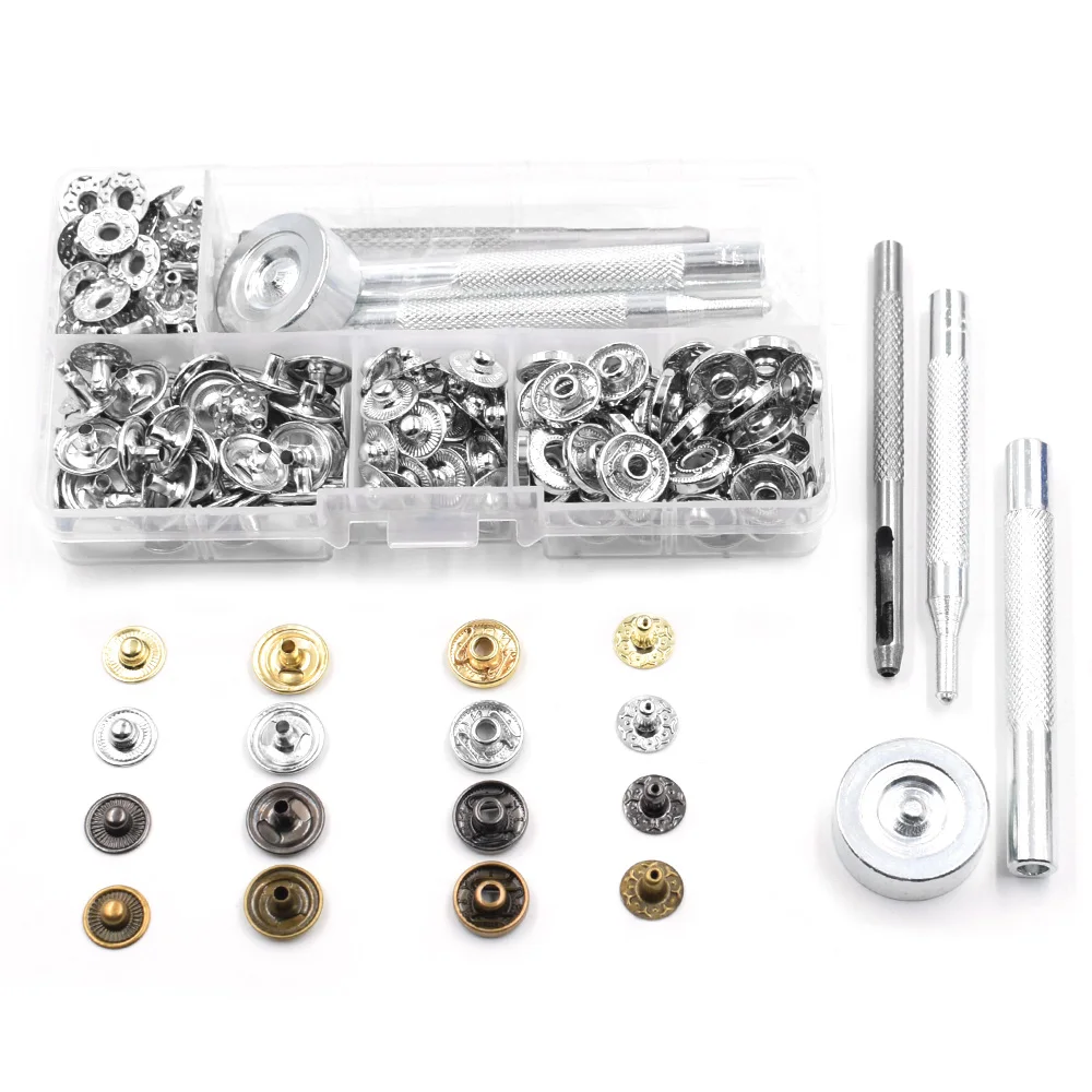 50 кнопок sets12.5mmSnap + Установите инструмент вручную. В коробке аксессуары DIY.