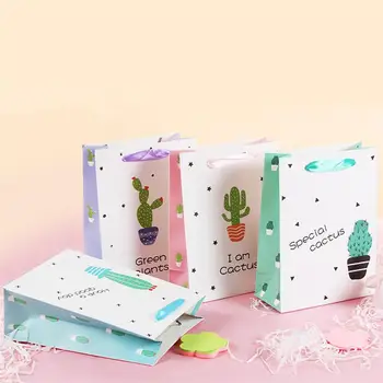 

12 Pcs Gift Boxes Cactus Printing Waterproof Green Plants Gift Bags Gift Wrapping Bags Paper Bags for Wedding Party Baby Shower